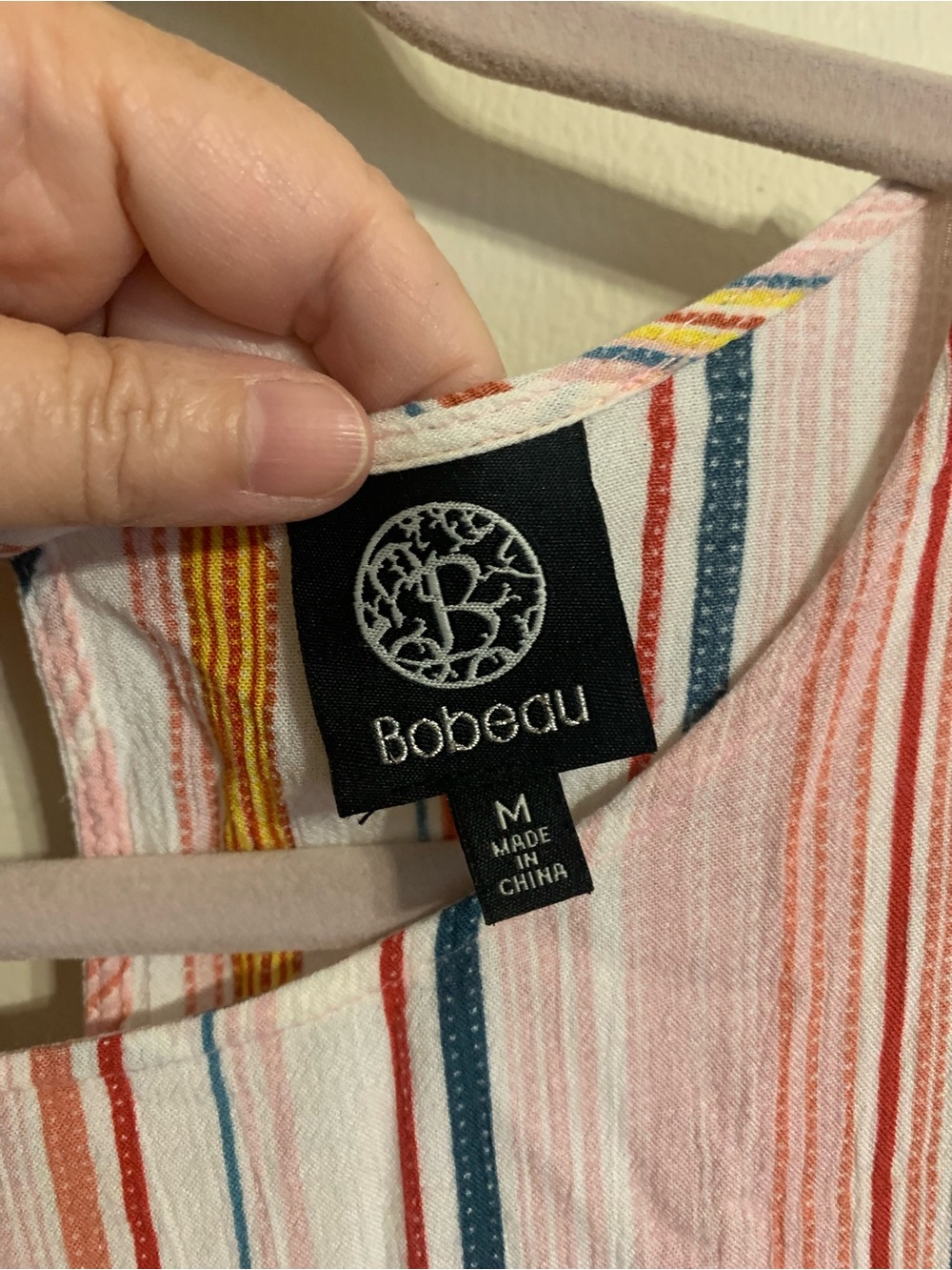 bobeau Multi-Stripe Short Sleeve Scoop Neck Blouse - Picture 3 of 4